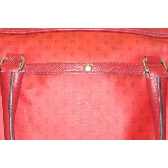 Fendi Early Sas True Red Satchcel Small F Or Zucchino Logo Print Coated Canvas - Picture 7 of 12